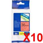 10 x Genuine Brother TZe-461 36mm Black on Red Laminated Tape 8 metres