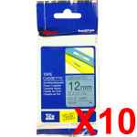 10 x Genuine Brother TZe-531 12mm Black on Blue Laminated Tape 8 metres