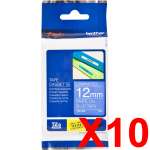 10 x Genuine Brother TZe-535 12mm White on Blue Laminated Tape 8 metres