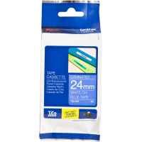 1 x Genuine Brother TZe-555 24mm White on Blue Laminated Tape 8 metres