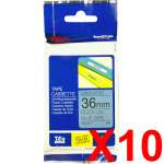 10 x Genuine Brother TZe-561 36mm Black on Blue Laminated Tape 8 metres