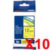 10 x Genuine Brother TZe-631 12mm Black on Yellow Laminated Tape 8 metres