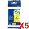 5 x Genuine Brother TZe-631 12mm Black on Yellow Laminated Tape 8 metres