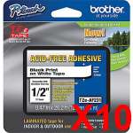 10 x Genuine Brother TZe-AF231 12mm Black on White Acid Free Laminated Tape 8 metres