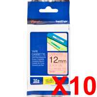 10 x Genuine Brother TZe-B31 12mm Black on Fluro Orange Laminated Tape 5 metres