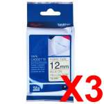 3 x Genuine Brother TZe-FA53 12mm Blue on Blue Fabric  Non Laminated Tape 3 metres