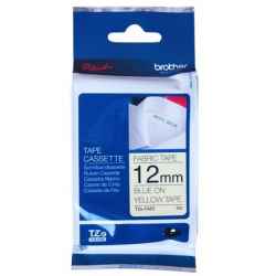 Brother P-Touch TZFA63 TZe-FA63 12mm Blue on Yellow Fabric Tape Non Laminated Tape
