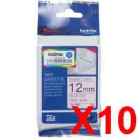 10 x Genuine Brother TZe-FAE3 12mm Blue on Pink Fabric Non Laminated Tape 3 metres