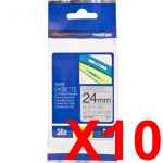 10 x Genuine Brother TZe-M951 24mm Black on Silver matt Laminated Tape 8 metres