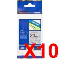 10 x Genuine Brother TZe-M951 24mm Black on Silver matt Laminated Tape 8 metres