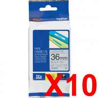 10 x Genuine Brother TZe-M961 36mm Black on Silver matt Laminated Tape 8 metres