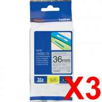 3 x Genuine Brother TZe-M961 36mm Black on Silver matt Laminated Tape 8 metres