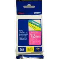 1 x Genuine Brother TZe-MQP35 12mm White on Berry Pink Laminated Deco Tape 5 metres