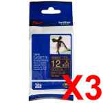 3 x Genuine Brother TZe-RN34 12mm Gold on Navy Blue Ribbon Tape 4 metres