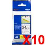 10 x Genuine Brother TZe-S151 24mm Black on Clear Strong Adhesive Laminated Tape 8 metres