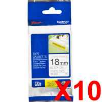 10 x Genuine Brother TZe-S241 18mm Black on White Strong Adhesive Laminated Tape 8 metres