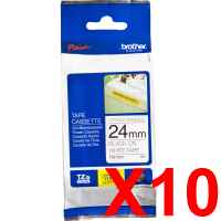 10 x Genuine Brother TZe-S251 24mm Black on White Strong Adhesive Laminated Tape 8 metres
