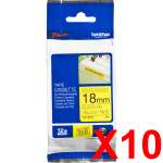 10 x Genuine Brother TZe-S641 18mm Black on Yellow Strong Adhesive Laminated Tape 8 metres