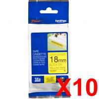 10 x Genuine Brother TZe-S641 18mm Black on Yellow Strong Adhesive Laminated Tape 8 metres