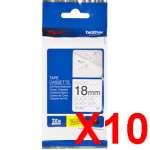 10 x Genuine Brother Tze-SE4 18mm Tamper Evident Black on White Laminated Tape 8 metres