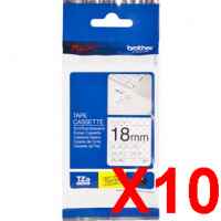 10 x Genuine Brother Tze-SE4 18mm Tamper Evident Black on White Laminated Tape 8 metres