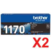 2 x Genuine Brother TN-1170 Toner Cartridge