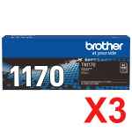 3 x Genuine Brother TN-1170 Toner Cartridge