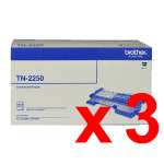 3 x Genuine Brother TN-2250 Toner Cartridge High Yield