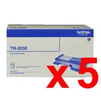 5 x Genuine Brother TN-2250 Toner Cartridge High Yield