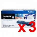 3 x Genuine Brother TN-240BK Black Toner Cartridge
