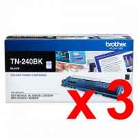 3 x Genuine Brother TN-240BK Black Toner Cartridge