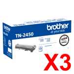 3 x Genuine Brother TN-2450 Toner Cartridge High Yield