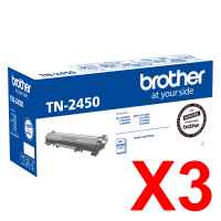 3 x Genuine Brother TN-2450 Toner Cartridge High Yield