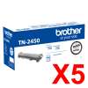 5 x Genuine Brother TN-2450 Toner Cartridge High Yield