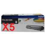 5 x Genuine Brother TN-251BK Black Toner Cartridge