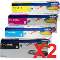 2 Lots of 4 Pack Genuine Brother TN-251 Toner Cartridge Set