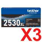 3 x Genuine Brother TN-2530XL Toner Cartridge High Yield