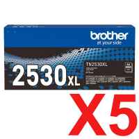 5 x Genuine Brother TN-2530XL Toner Cartridge High Yield