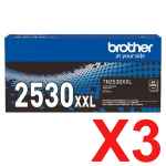 3 x Genuine Brother TN-2530XXL Toner Cartridge Super High Yield