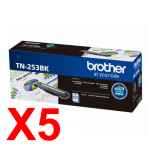 5 x Genuine Brother TN-253BK Black Toner Cartridge