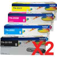 2 Lots of 4 Pack Genuine Brother TN-251 & TN-255 Toner Cartridge Set