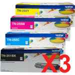 3 Lots of 4 Pack Genuine Brother TN-251 & TN-255 Toner Cartridge Set