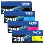 4 Pack Genuine Brother TN-258 Toner Cartridge Set