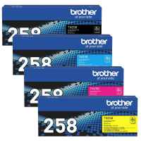 4 Pack Genuine Brother TN-258 Toner Cartridge Set