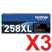 3 x Genuine Brother TN-258XLBK Black Toner Cartridge High Yield