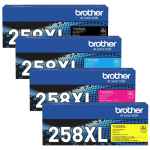 4 Pack Genuine Brother TN-258XL Toner Cartridge Set High Yield