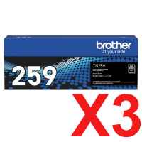 3 x Genuine Brother TN-259BK Black Toner Cartridge Super High Yield