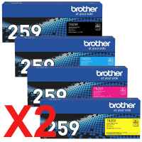 2 Lots of 4 Pack Genuine Brother TN-259 Toner Cartridge Set Super High Yield