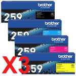 3 Lots of 4 Pack Genuine Brother TN-259 Toner Cartridge Set Super High Yield