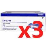 3 x Genuine Brother TN-3340 Toner Cartridge